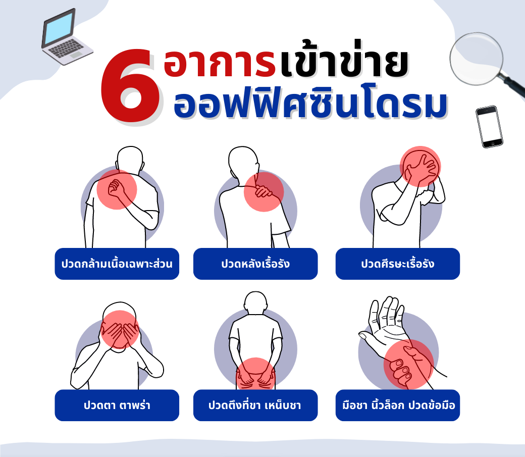 6 อาการ เข้าข่ายออฟฟิศซินโดรม โรงพยาบาลเชียงใหม่ ฮอสพิทอล โทร 053